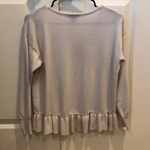 V-neck peplum sweater ~ créeme color ~ size S - Picture 4 of 4